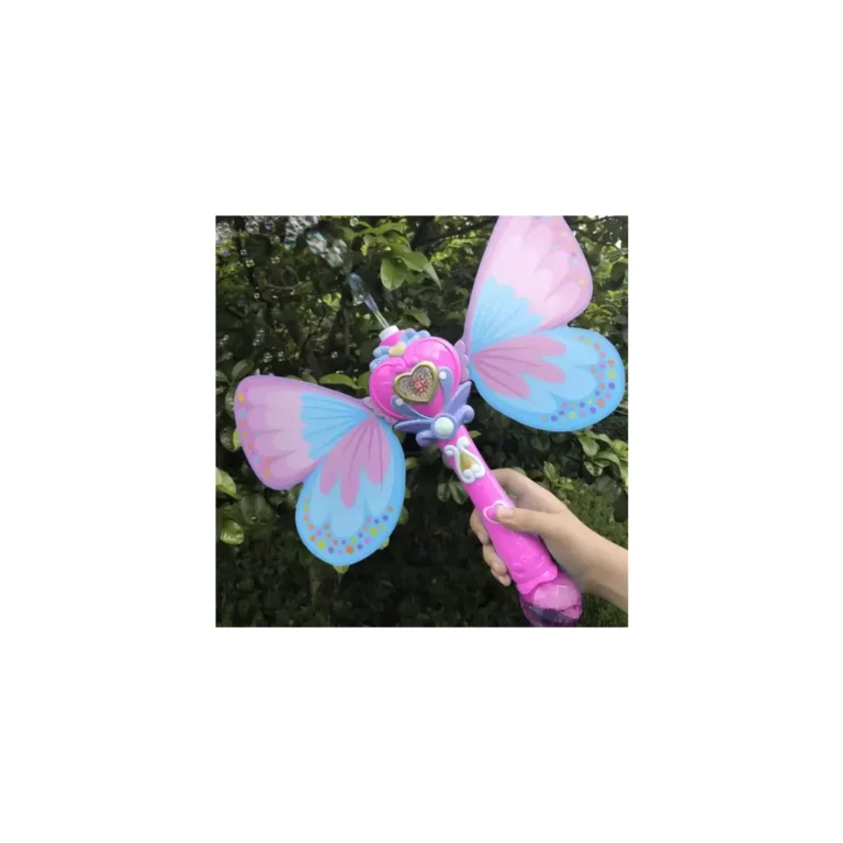 Elemes, pillangó alakú buborékfújó 2x50 ml folyadékkal, rózsaszín-kék, 43x37x5 cm