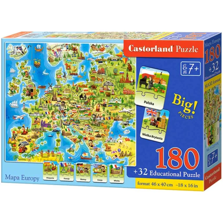 CASTORLAND 180 db-os kirakó oktató kártyákkal, Európa térkép