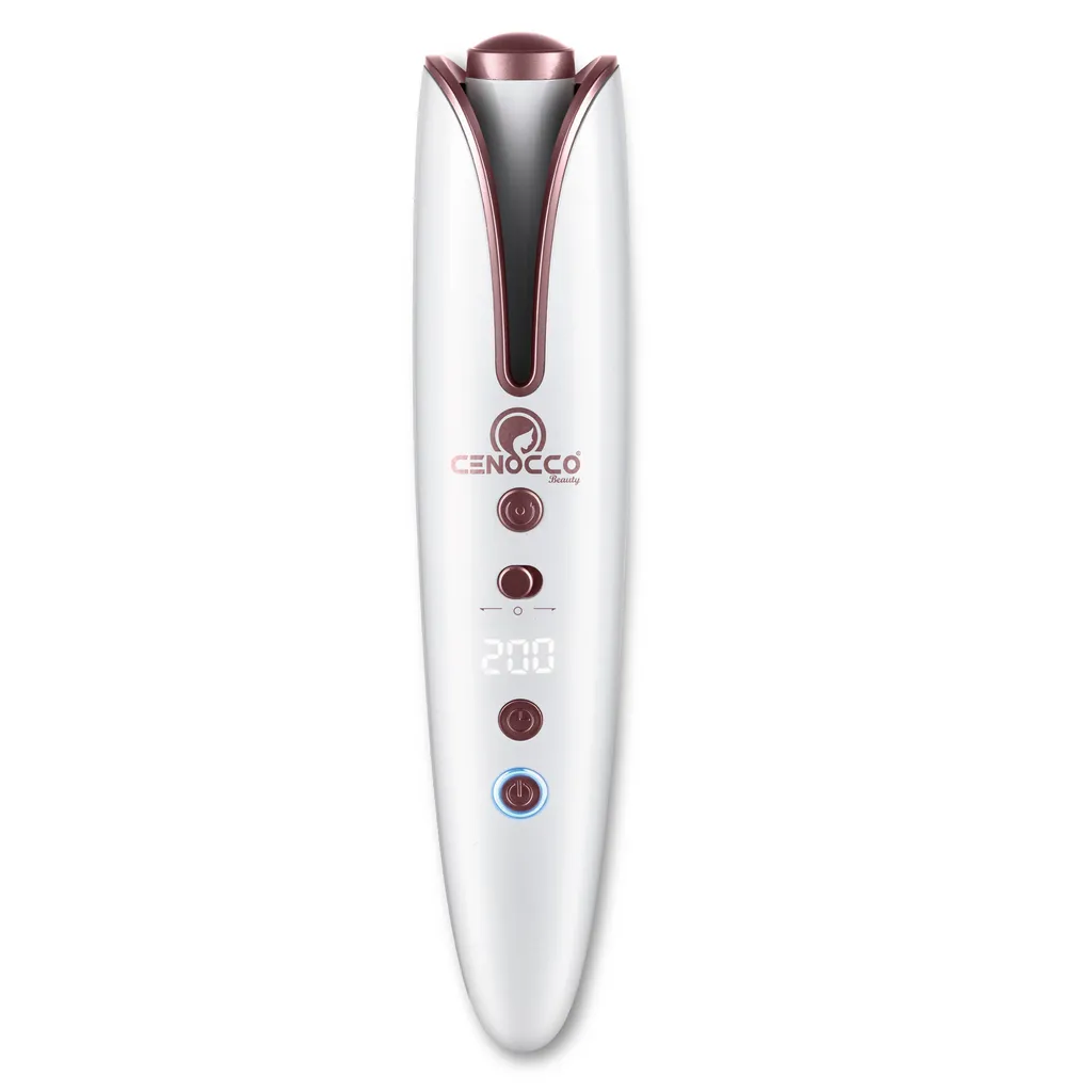 Cenocco Beauty Vezeték nélküli automata hajgöndörítő 4000 mAh akkumulátorral, 140-200°C, 55 W, fehér