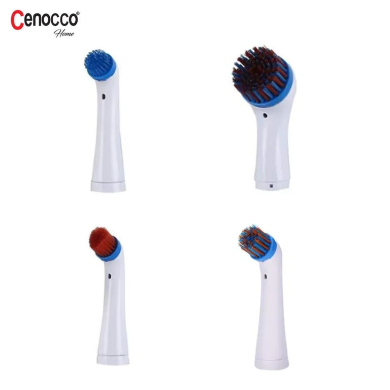 Cenocco multifunkciós tisztítókefe 4 különböző fejjel, 3,7×3×26 cm, kék-fehér
