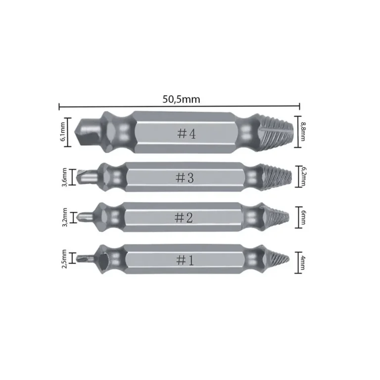 Törött csavar kiszedőkészle 8 fejjel, tokban
