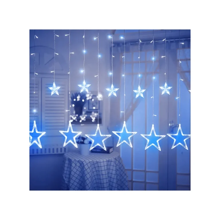 Csillag fényfüggöny, karácsonyi fény, 4m 138 LED, kék színű LED