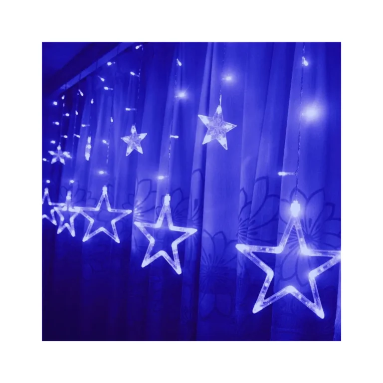 Csillag fényfüggöny, karácsonyi fény, 4m 138 LED, kék színű LED