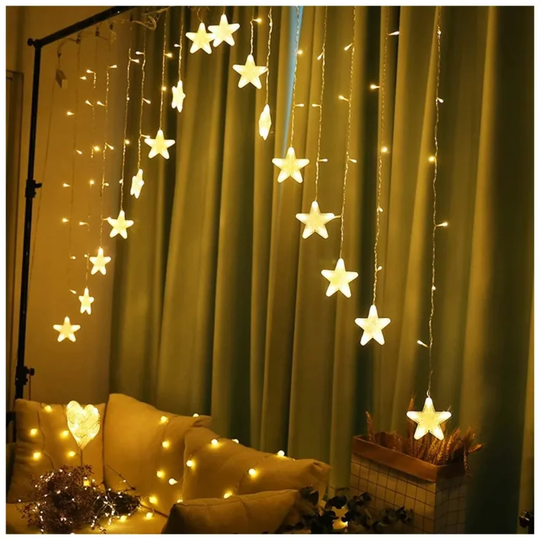 Csillag fényfüggöny, karácsonyi fény, 4m 136 LED, meleg fehér