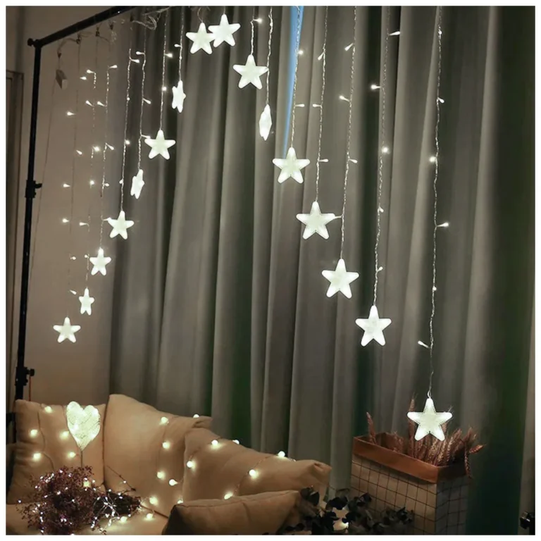 Csillag fényfüggöny, karácsonyi fény, 4m 136 LED, hideg fehér