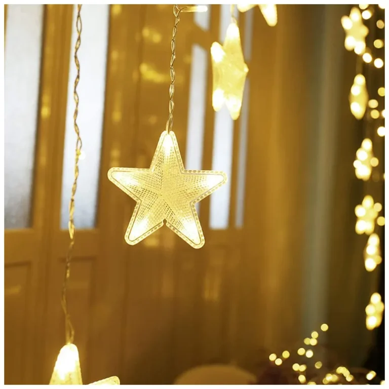 Csillag fényfüggöny, karácsonyi fény, 4m 136 LED, meleg fehér