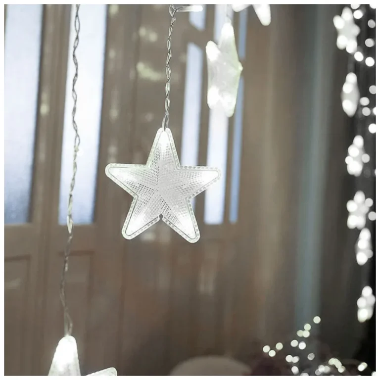 Csillag fényfüggöny, karácsonyi fény, 4m 136 LED, hideg fehér