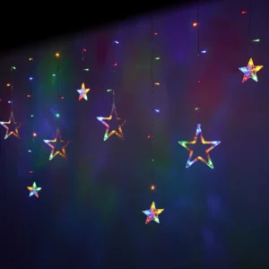 Csillagos LED-függöny 2,5 m, színes