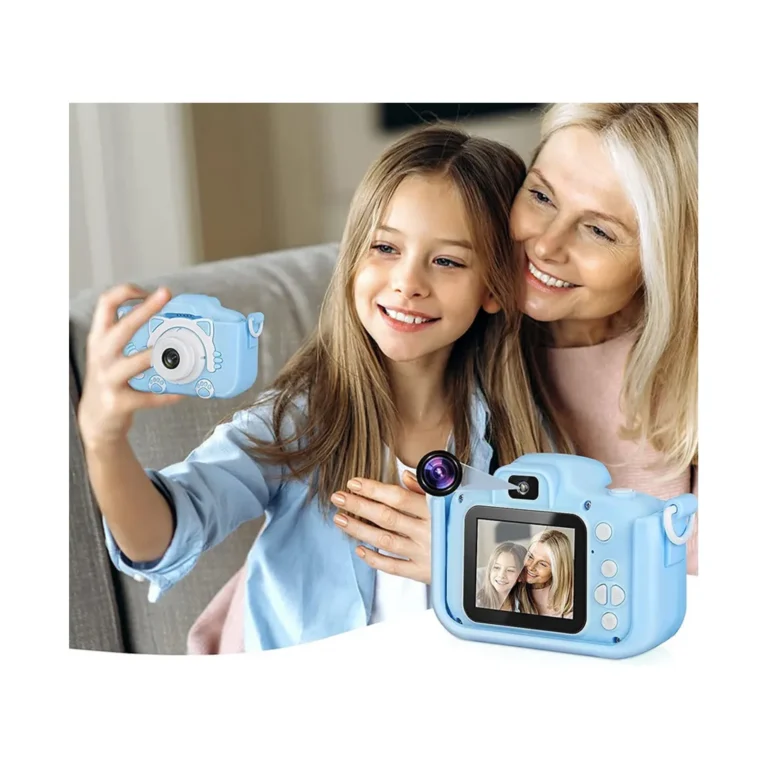 Digitális fényképezőgép játékokkal gyermekek számára szilikon tokban, kék