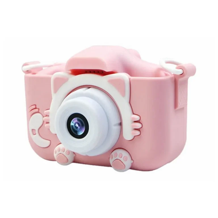 Digitális fényképezőgép játékokkal gyermekek számára szilikon tokban, rózsaszín