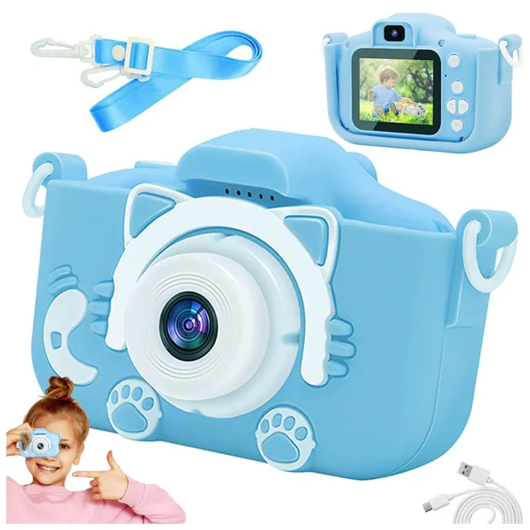 Digitális fényképezőgép játékokkal gyermekek számára szilikon tokban, kék