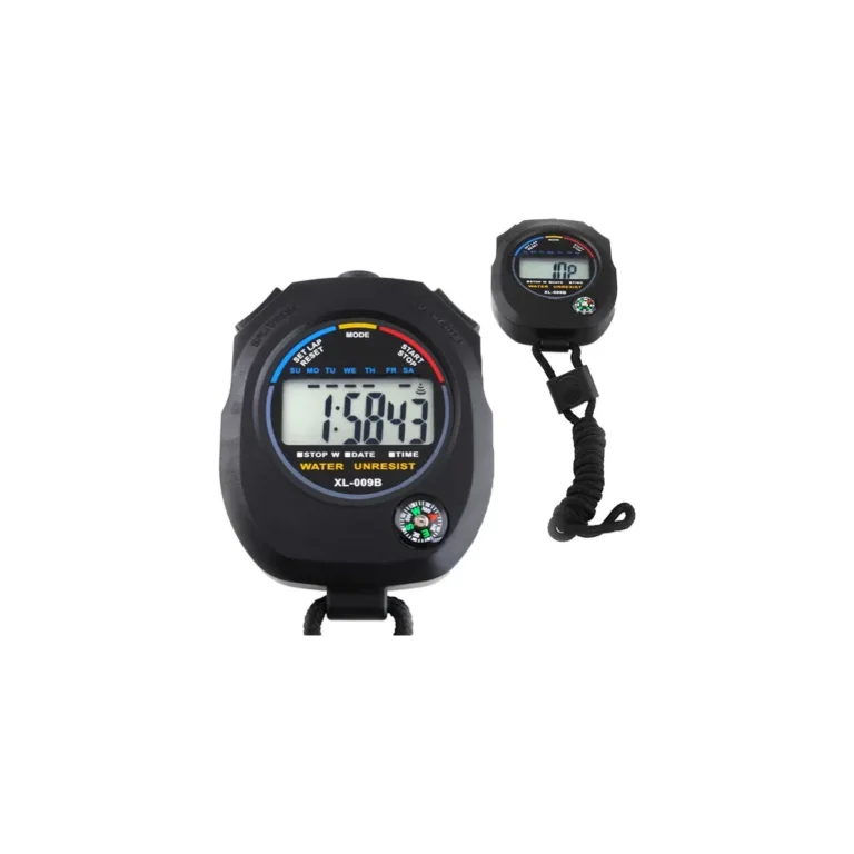 Digitális kronométer iránytűvel, LCD, idő kijelző, naptár, riasztási funkció, fekete, 8,2x6x2 cm