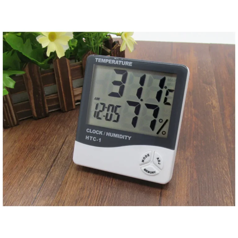 Digitális LCD óra, ébresztővel, hőmérővel, páratartalom-mérővel, kül-és beltéri, fekete, 10x11x2,2 cm