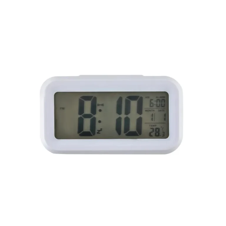 Digitális óra LCD kijelzővel, fényérzékelővel, ébresztő-hőmérő-naptár funkcióval, 3 db AAA elem