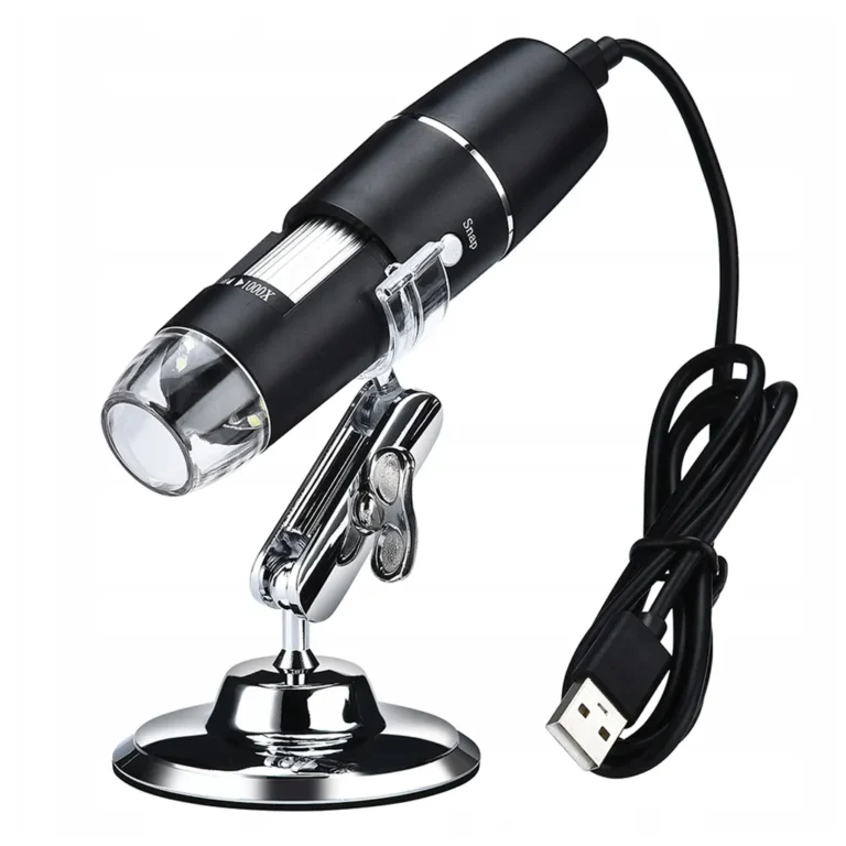 Digitális mikroszkóp, 1000x nagyító 8 szuperfényes SMD LED-del, fekete-ezüst szín
