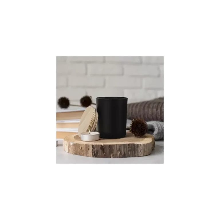Kreatív gyertyaöntő készlet, fekete, fa színű kupakkal, 2 db