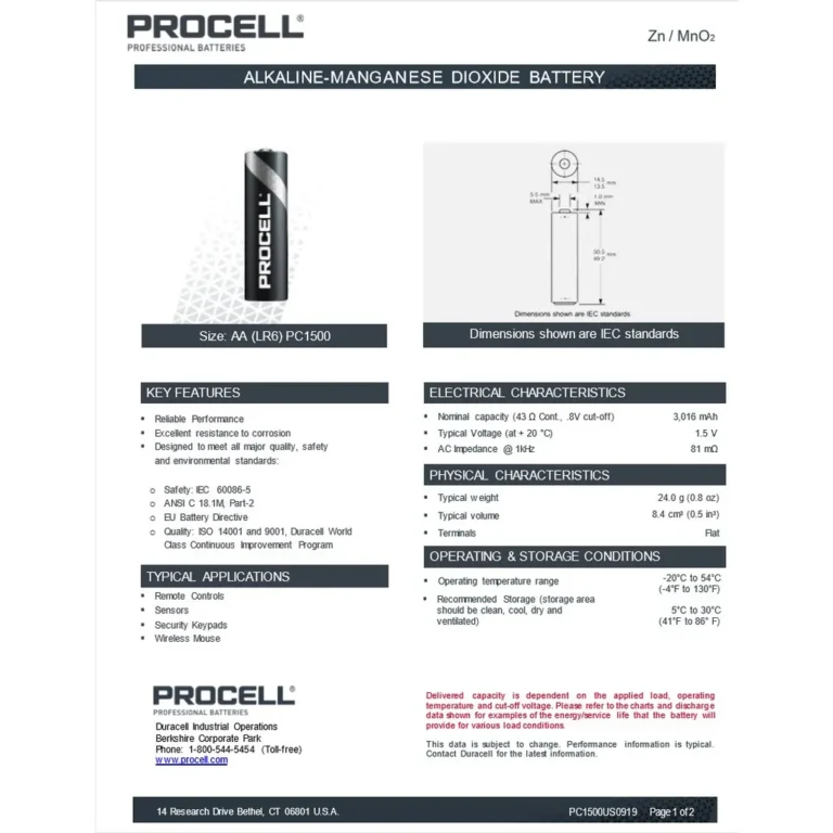 Duracell Procell elem, LR6 AA