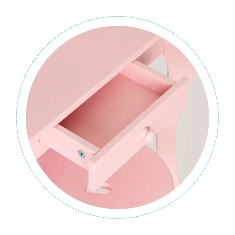 ECOTOYS Fiókos gyermek fésülködő- öltözőasztal tükörrel, székkel, 110x65x43 cm, rózsaszín