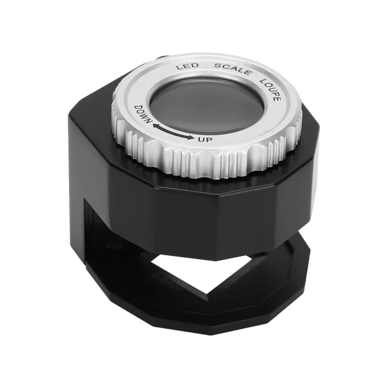 Mini zsebnagyító LED és UV fénnyel, 30x zoom, fekete, 5x5,5 cm