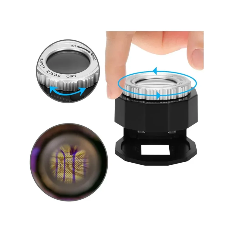 Mini zsebnagyító LED és UV fénnyel, 30x zoom, fekete, 5x5,5 cm