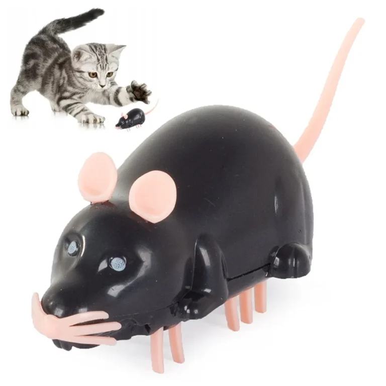 Rezgő, egeres macskajáték, 10cm x 3.5cm x 3cm, fehér/fekete