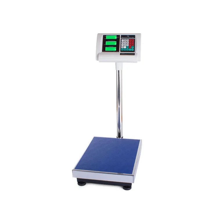 Platform mérleg LCD kijelzővel, újratölthető akkumulátorral, 30x40 cm, 100kg/20g, 230V