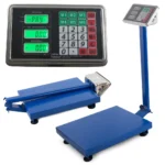Elektronikus bolti platform mérleg LCD kijelzővel, akkumulátorral, 1kg-tól 300kg-ig, kék