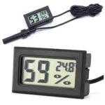 Elektronikus hő- és páratartalom mérő szondával, 5 x 3 x 1.6cm, fekete