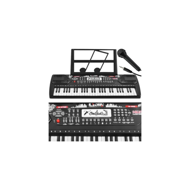 Elektronikus orgona mikrofonnal, hanghatásokkal és dalokkal, 54 gomb, fekete