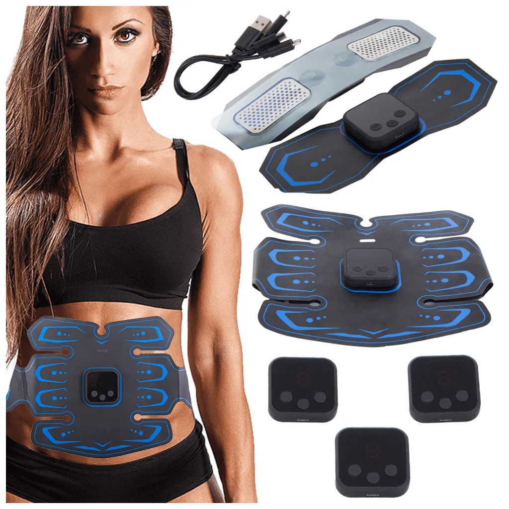 Hasi izom elektrostimulátor 6 különböző programmal, 9 intenzitási szinttel, akkumulátorral, USB töltés, 60cm x 20cm x 20cm x 20cm fekete-kék