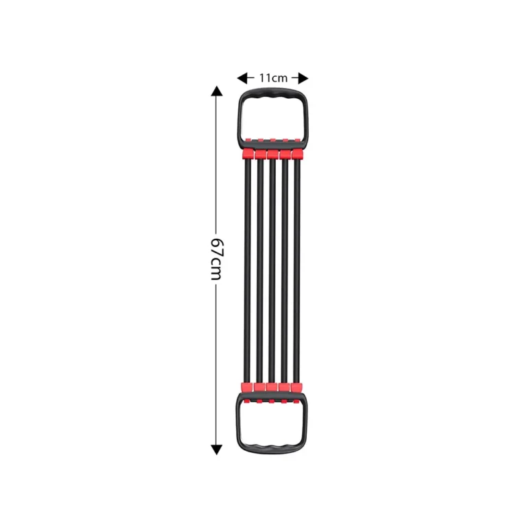 Expander, rugalmas edzőkötél fogantyúval, 67 cm, fekete-piros