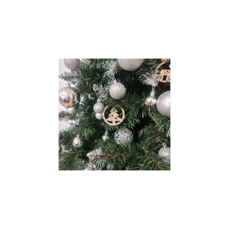 Fa karácsonyfa díszek, 10 db, 6,4 / 6,9 cm, barna-bézs