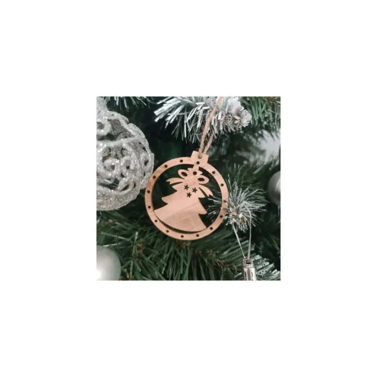 Fa karácsonyfa díszek, 10 db, 6,4 / 6,9 cm, barna-bézs