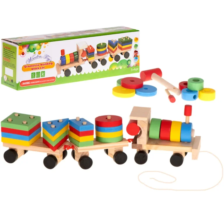 Fa ügyességi játék, puzzle vonat, 30cm