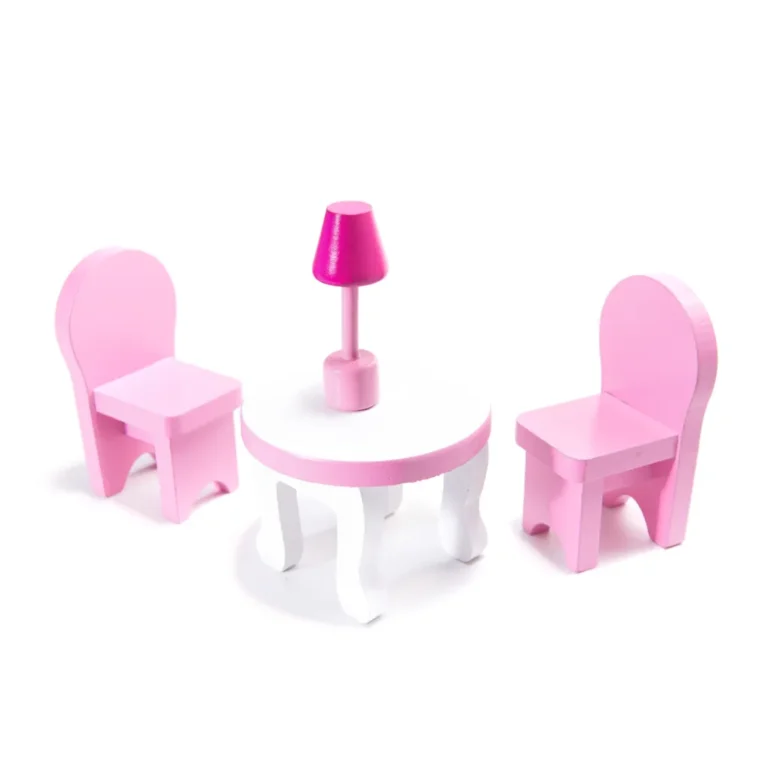 Fából készült 3 szintes babaház bútorokkal, kiegészítőkkel, LED világítással, 70cm rózsaszín