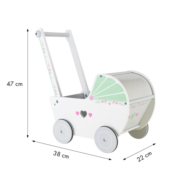 ECOTOYS fa járássegítő babakocsi, 38x22x47 cm, fehér - Image 5