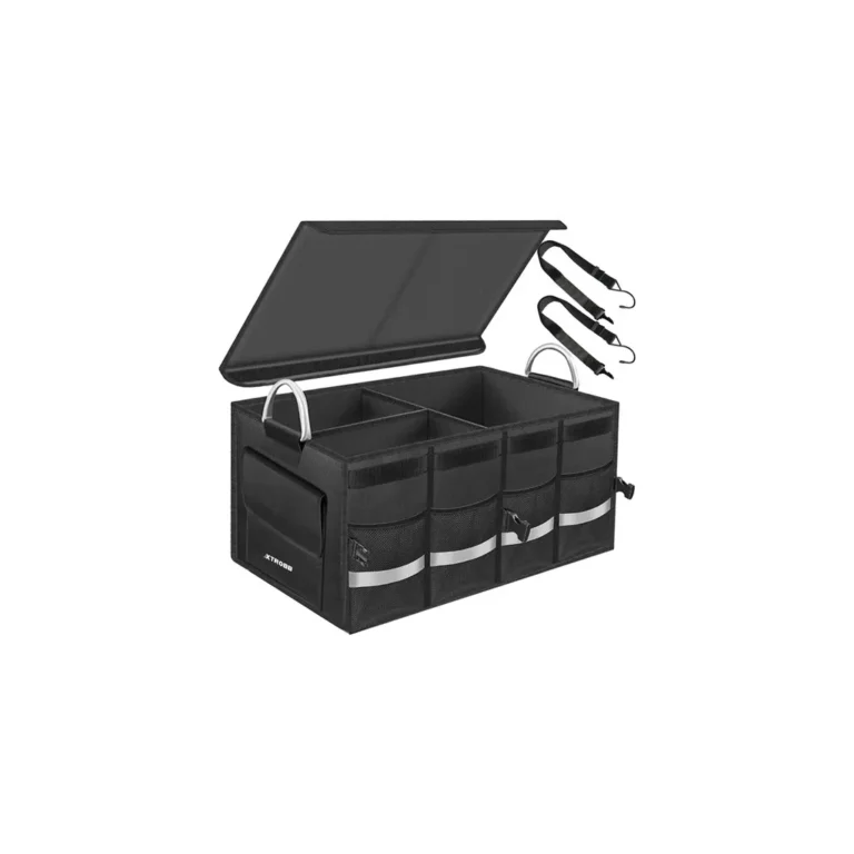 Fedeles csomagtartó-rendszerező 3 rekesszel, 6 zsebbel, 50 l, 59x30x35 cm fekete,