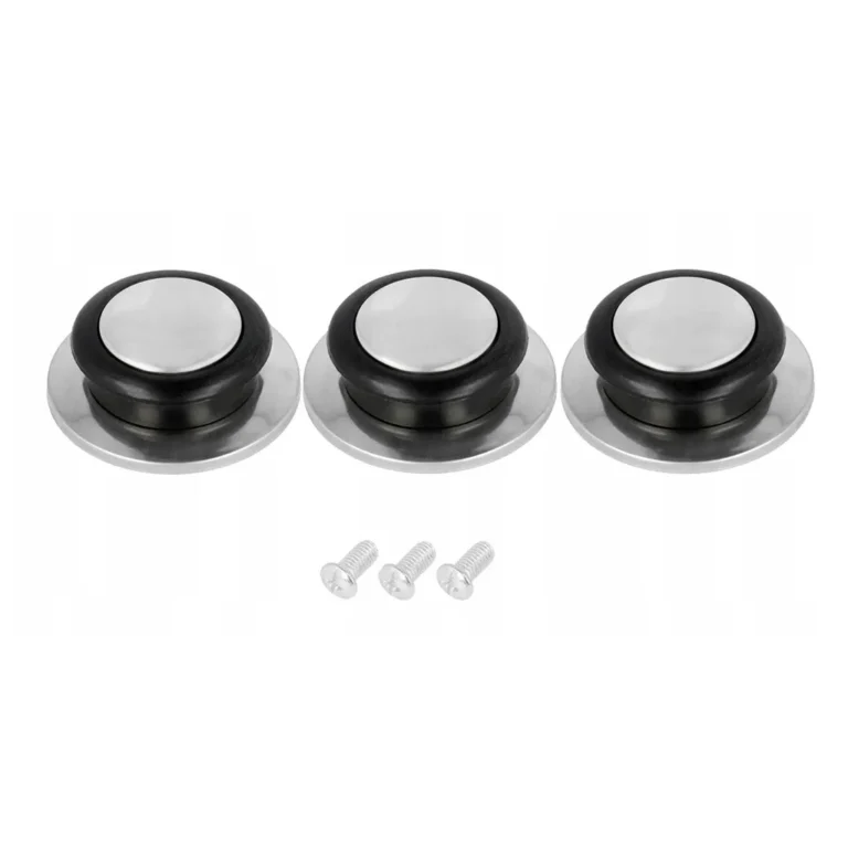 Edényfedő gombok 3 db-os készlet, 4.5x6x2.5 cm, fekete-króm szín