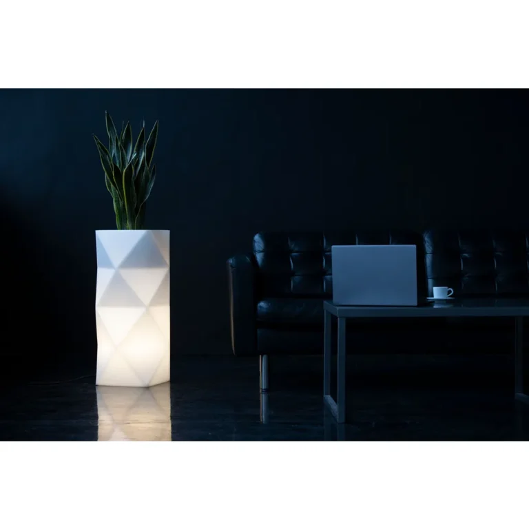 Asti növényváza E27 LED-világítással, 29x78 cm, fehér, modern design