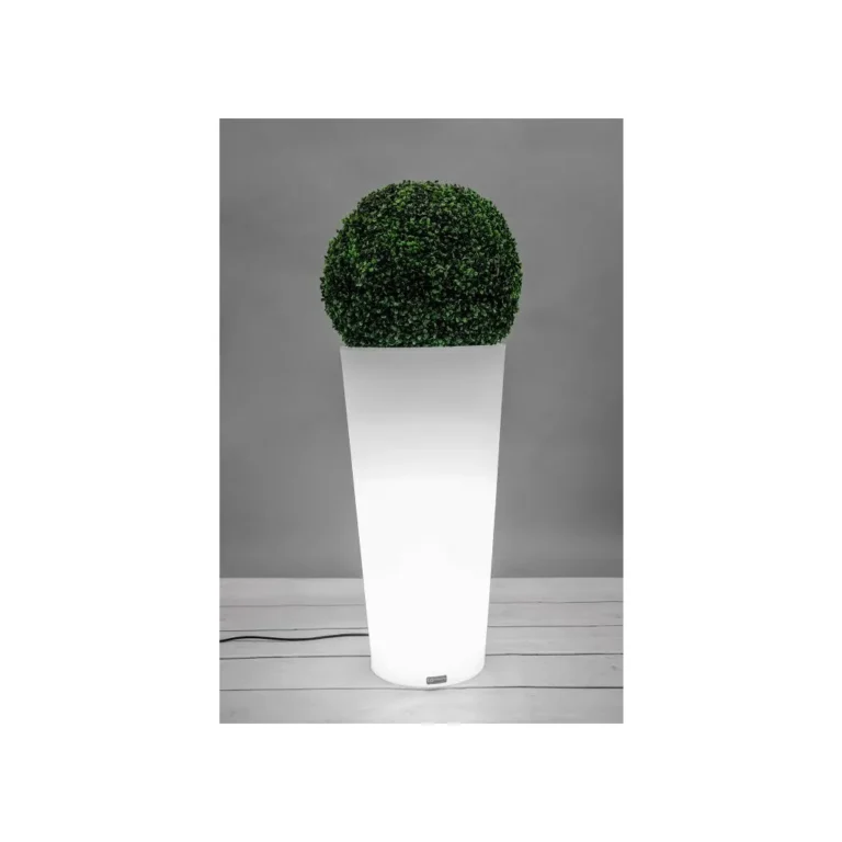 Modern virágcserép világítással, UV védelemmel, 40x80 cm, fehér