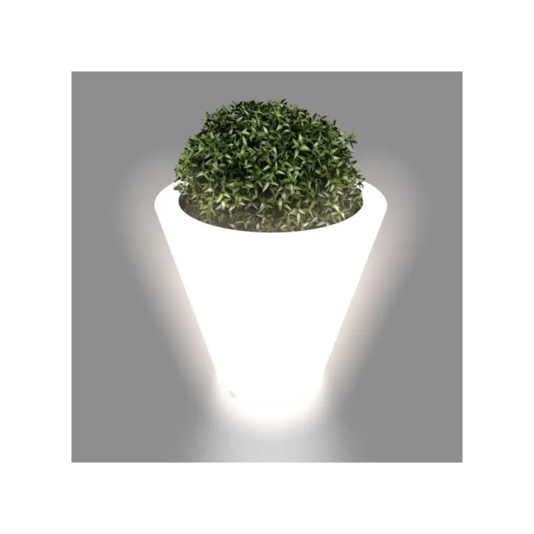 Modern virágcserép világítással, UV védelemmel, 30/50x50 cm, fehér