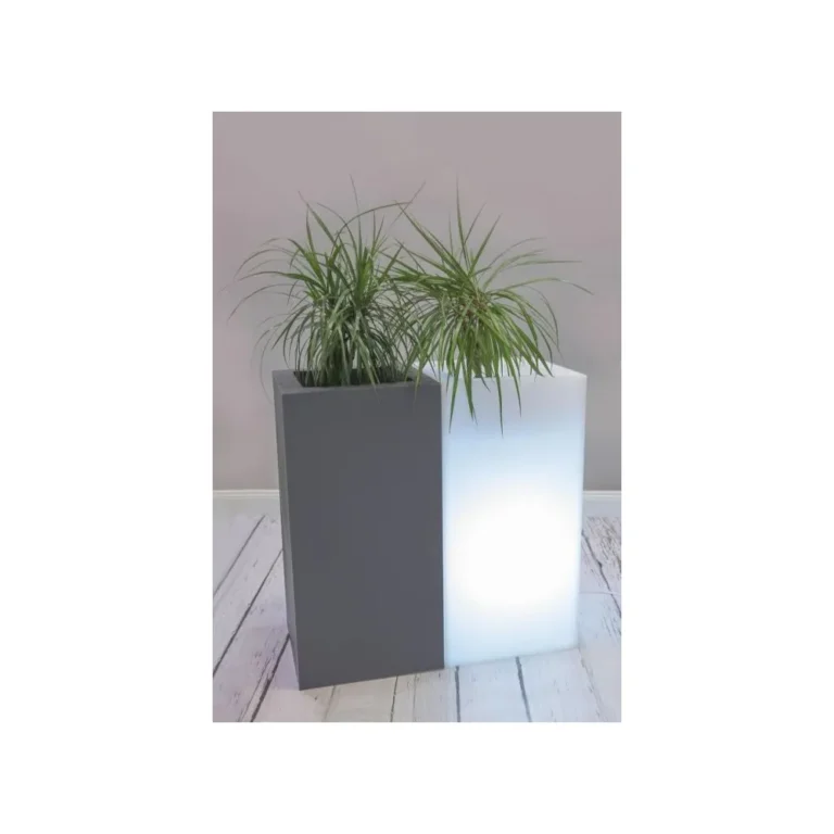 Modern virágcserép világítással, UV védelemmel, 35x70 cm, fehér