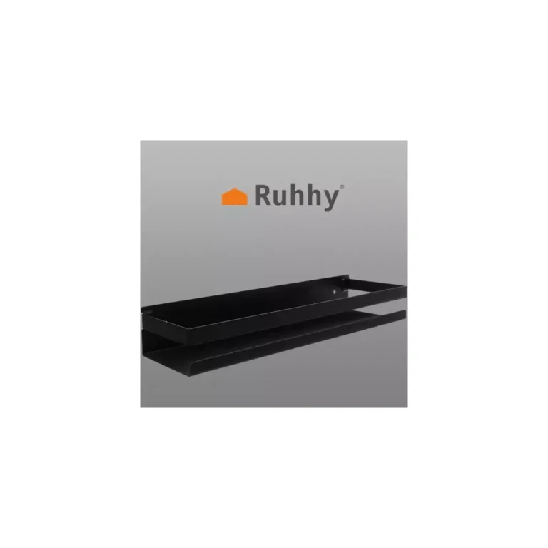 Ruhhy Fürdőszobai polc, rozsdamentes acél, 6 x 50 x 10,5 cm, fekete
