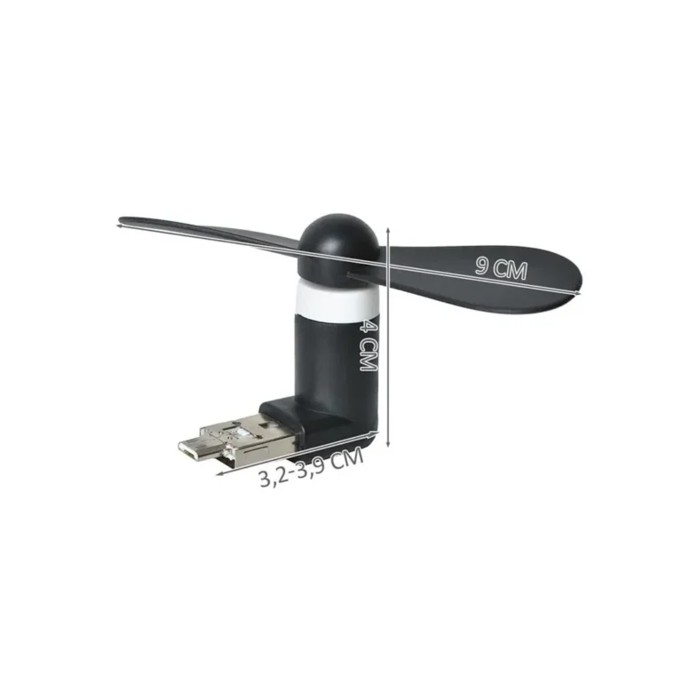 Mini microUSB USB ventilátor, fekete