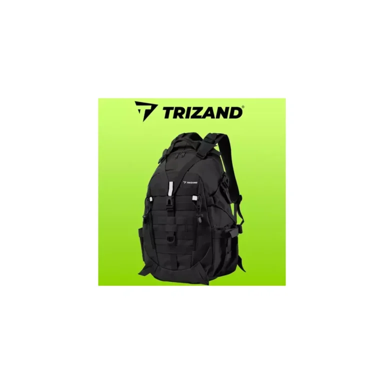 Trizand 20534 katonai/turisztikai hátizsák vízálló védőhuzattal, 25 l, 50x30x22 cm, fekete