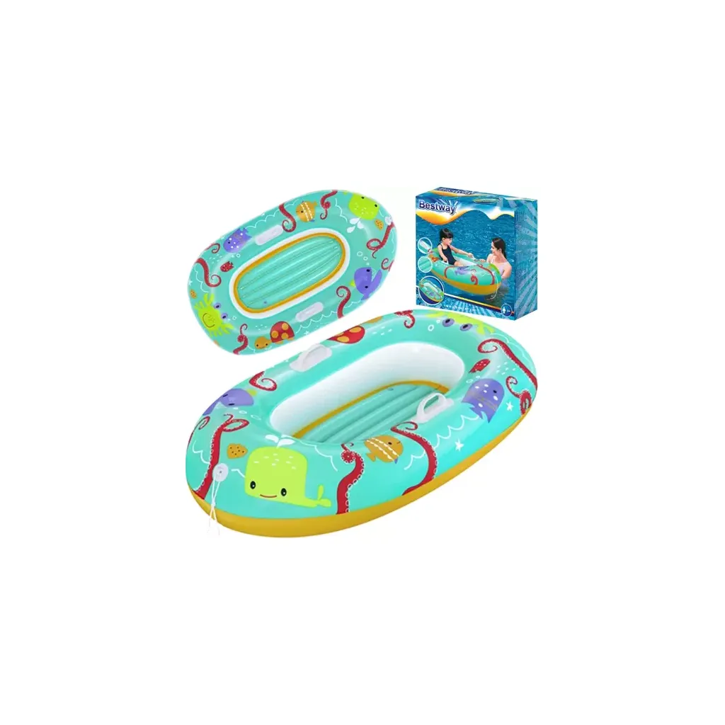 BESTWAY 34009 Felfújható víziállat mintás baba csónak, 119 x 79 cm, színes