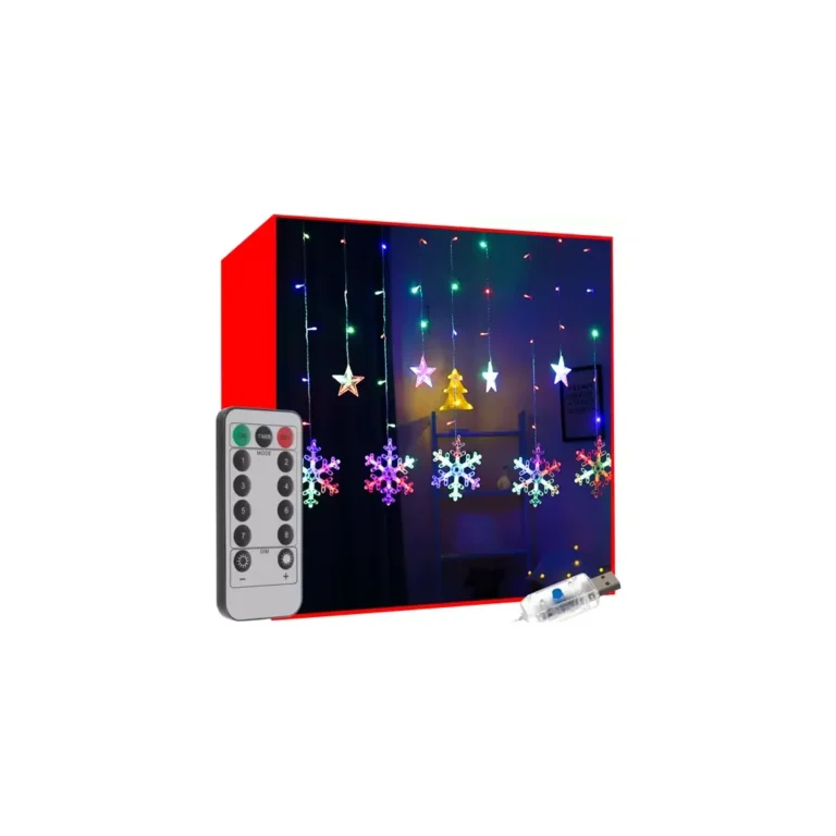 Karácsonyi fényfüzér 138 LED, távirányítós, USB, színes, 1 m