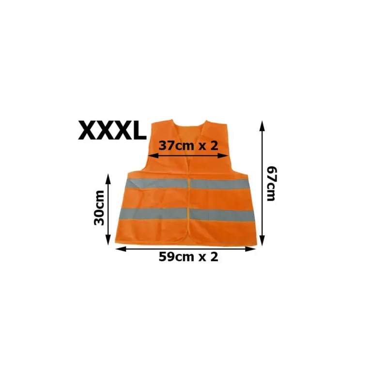 Fényvisszaverő közúti figyelmeztető mellény tépőzárral, narancssárga XXXL