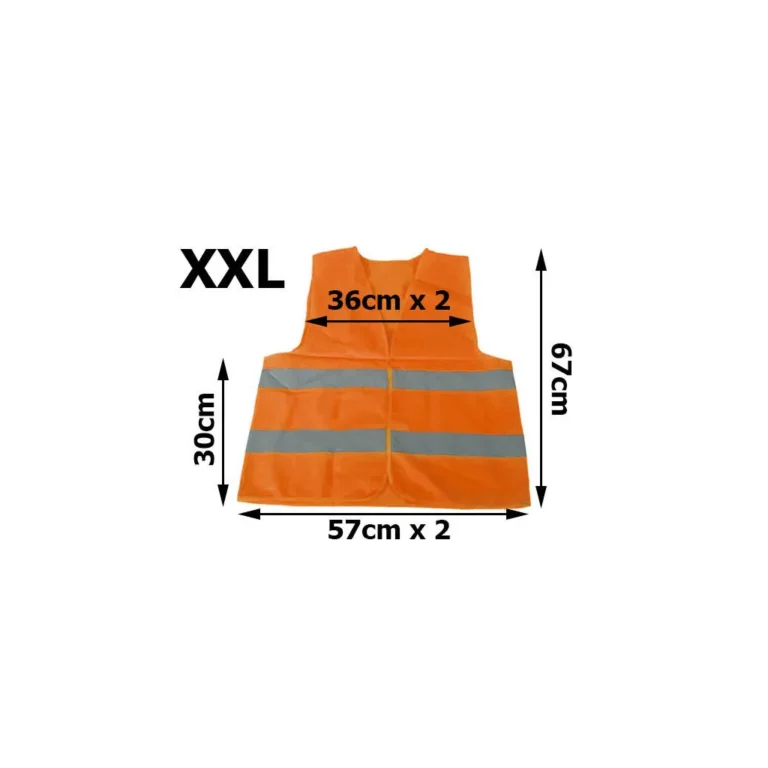 Fényvisszaverő közúti figyelmeztető mellény tépőzárral, narancssárga XXL