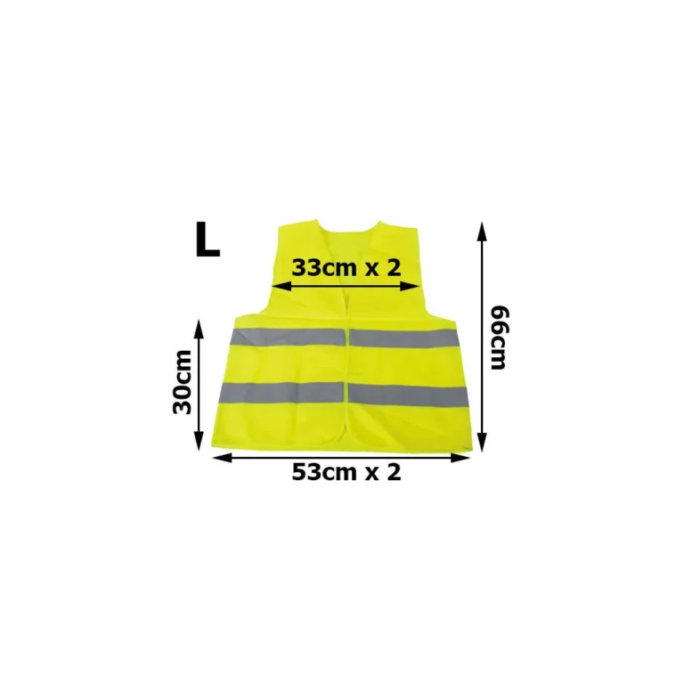 Fényvisszaverő közúti figyelmeztető mellény tépőzárral, sárga L